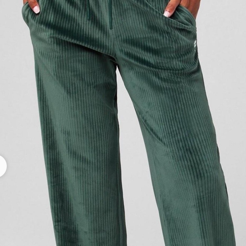 Fabletics Deep Green Ribbed Wide-Leg Pants